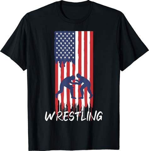 Usa Flag Patriotic Wrestler Gift American Flag Wrestling T Shirt