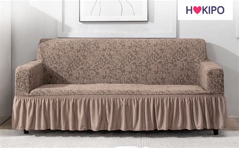 Hokipo Woven Jacquard Elastic Stretchable Triple Seater Sofa Cover With