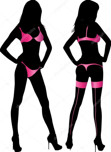 Silhouette Of Girl In Lingerie Stock Vector Primovich 22222025