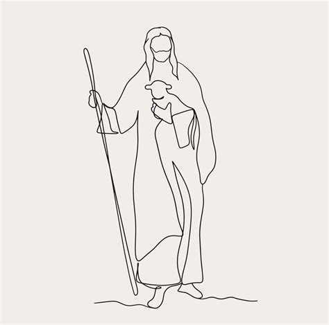 Minimalist Christian Line Art Religious Illustration Simple Sketch