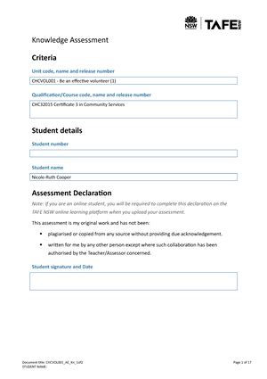 NCooper Bsbwor 301 Assessment 1 Knowledge Assessment Criteria Unit