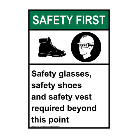 Vertical Safety Glasses Safety Sign Ansi Safety First Ppe Eye