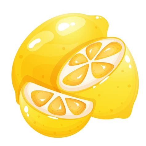 Citron De Style Dessin Animé Avec Petite Et Grande Tranche De Citron