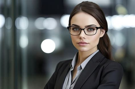 Premium Ai Image A Woman Wearing Glasses And A Suit