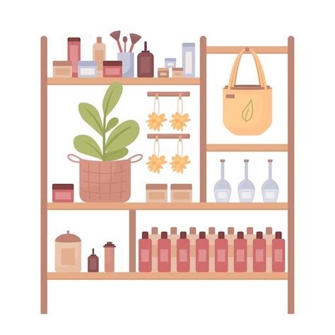 Produits Cosmétiques Bio Magasin Illustration Vectorielle De Couleur