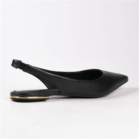 Slingback Preto Couro Loucos Santos Loja Virtual