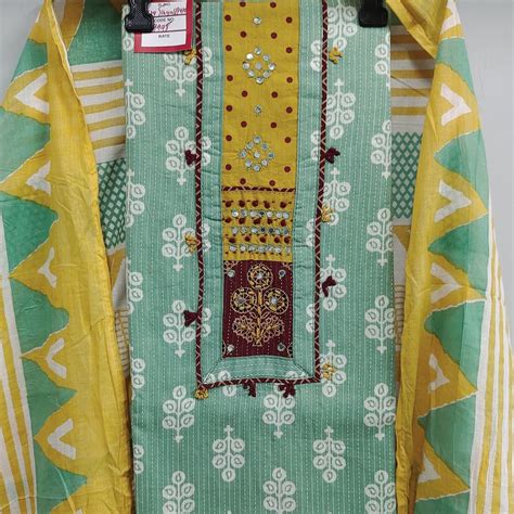 Straight Printed Designer Cotton Boutique Suit Unstitched Multi Color