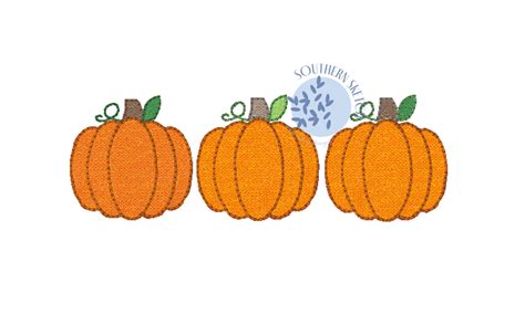 Applique Pumpkin Trio Machine Embroidery Design Southern Sketch Designs