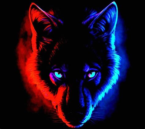 Download Red And Blue Wolf Art Wallpaper | Wallpapers.com