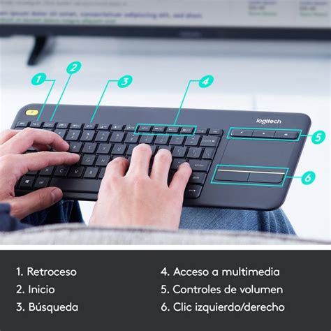 Logitech K400 Teclado Inalámbrico Con Touchpad Negro