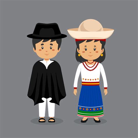 Couple Character Wearing Ecuador National Dress 3415331 Vector Art at ...