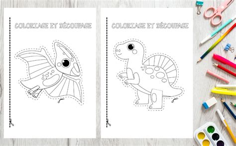 Dinosaures Apprendre à Découper Cahier de coloriage et de découpage