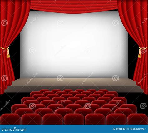 Cinema Auditorium With Red Seats And Curtains Royalty Free Stock