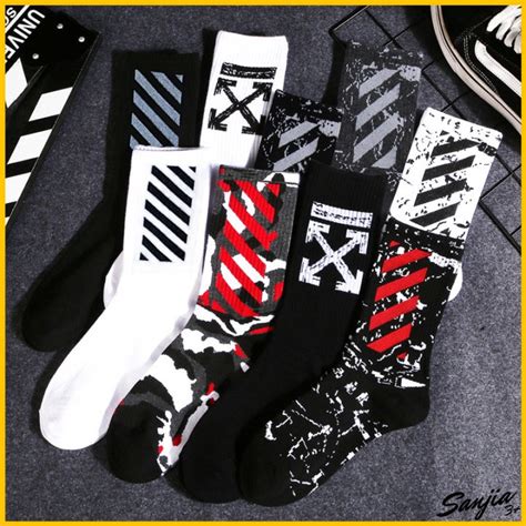 Long Socks Fashion Hip Hop Rainbow Black Socks Cotton Pattern