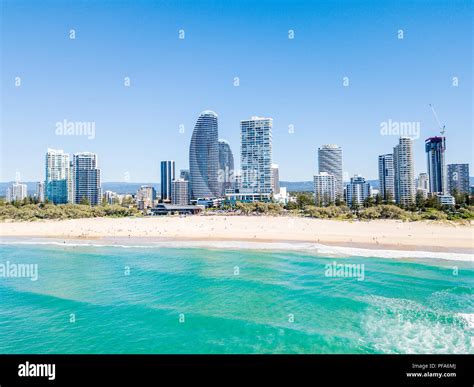 An Aerial View Of Broadbeach On A Clear Day On The Gold Coast Stock