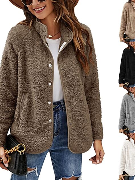 Damen Sherpa Jacke Warm Halten Atmungsaktiv Strasse Freizeitskleidung