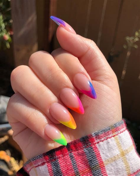 Latest French Tip Nail Art Designs Major Mag Neon Nails Rainbow