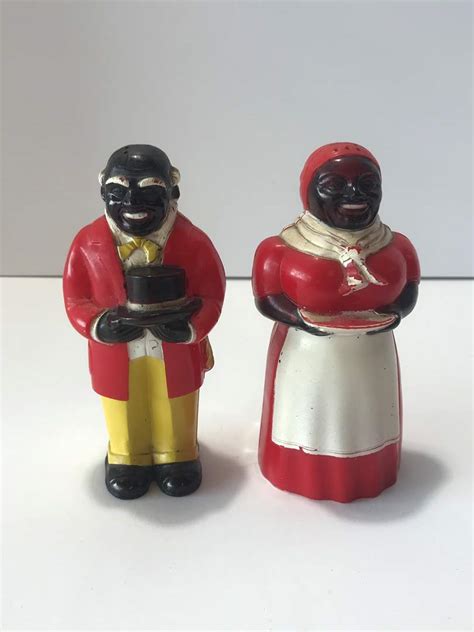 Lot 219 Vintage Aunt Jemima Uncle Mose Plastic Salt Pepper