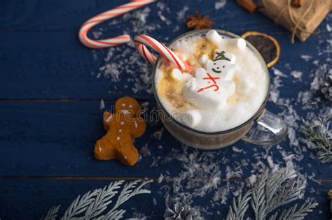 Hot Cocoa with Marshmallows in Snowman Mug Stock Photo - Image of cocoa, sweet: 17436938