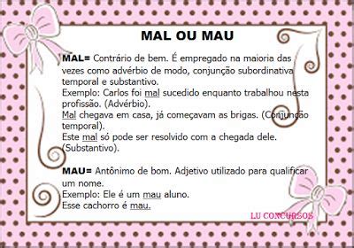 Mal Acostumada Ou Mau Acostumada - MAL OU MAU | Advérbios de lugar, Material concurso, Aula de português