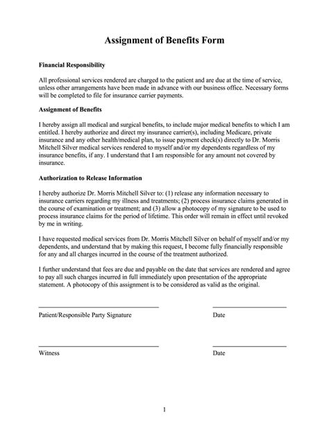 Assignment Of Benefits Form Fill Online Printable Fillable Blank