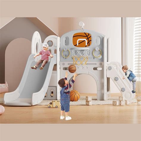 Toddler Slide Set, Linor 8 in 1 Toddler Indoor Outdoor Playset with ...