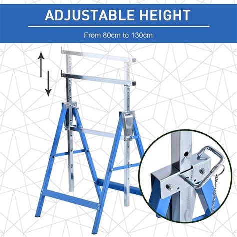 HOMCOM Set Of 2 Adjustable Telescopic Builders Trestle DIY Steel Work