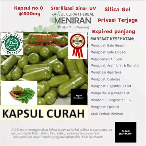 Jual Kapsul Bubuk Daun Meniran Herbal Jamu Obat Curah Butir