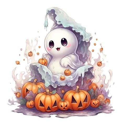 Halloween Cartoon Cute Ghost PNG Clipart Bundle Halloween - Etsy