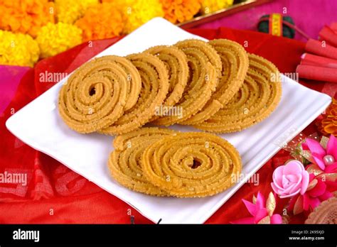 Traditional Indian Diwali Snacks Chakali Murukku Indian Traditional