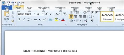 Keyboard Shortcuts In Microsoft Office 2010 Options And Text Editing Stealth Settings