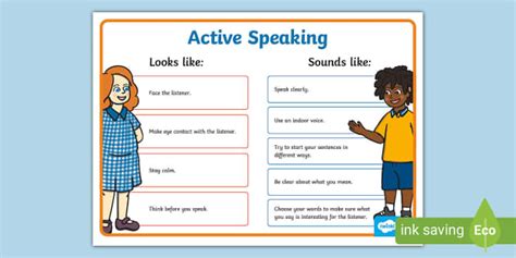 Active Speaking Skills Poster Teacher Made Twinkl