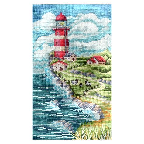 Borduurblad Borduurpakket Andriana Landscape With A Lighthouse