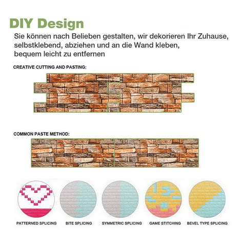 10pc 3D Tapeten Selbstklebend Steinoptik Wandpaneele Ziegelstein