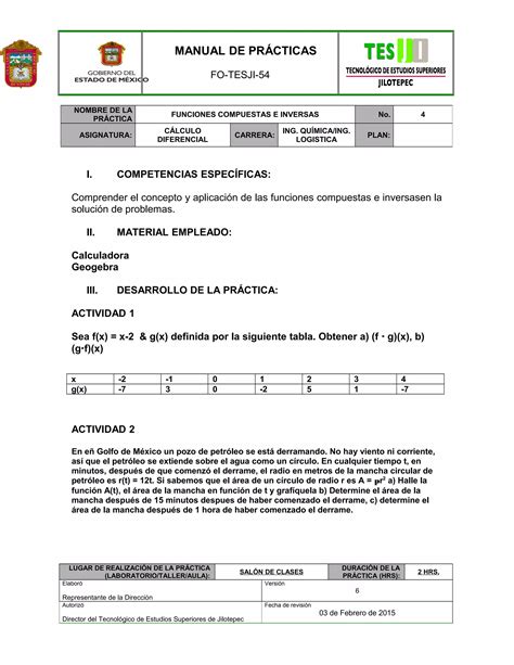 Practica 5 Funciones Compuestas E Inversas PDF