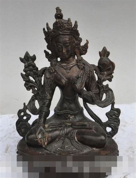 S Tibet Buddhism Fane Bronze White Tara Kwan Yin Bodhisattva