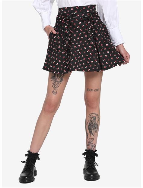 Red Mushroom Lace Up Skirt Hot Topic