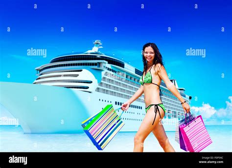 Woman Bikini Shopping Bags Beach Summer Concept Stock Photo Alamy