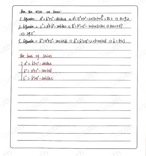 Solved: A. Complete the table using the Laws of Cosines [Math]