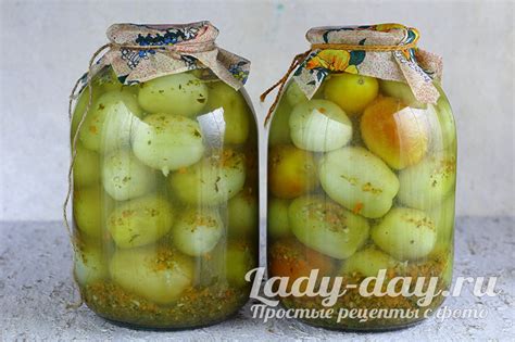 Маринованные зеленые помидоры на зиму, ну очень вкусные на 1 литр ...