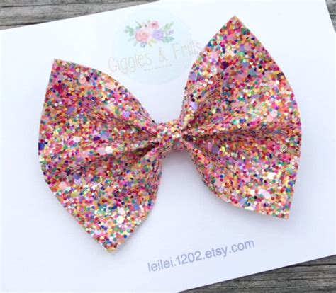 Rainbow Glitter Bow Toddler Hair Bow Glitter Hair Clips Etsy