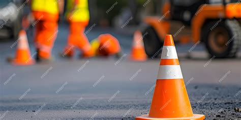 Premium Photo | Safety cones blurred road construction background road ...