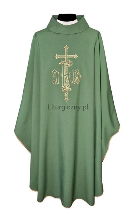 Zielony Ornat Z Haftem Ihs L Sklep Liturgiczny Pl