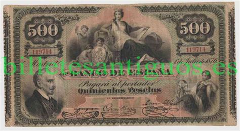 Spain P Pesetas Anverso Billetes Antiguos