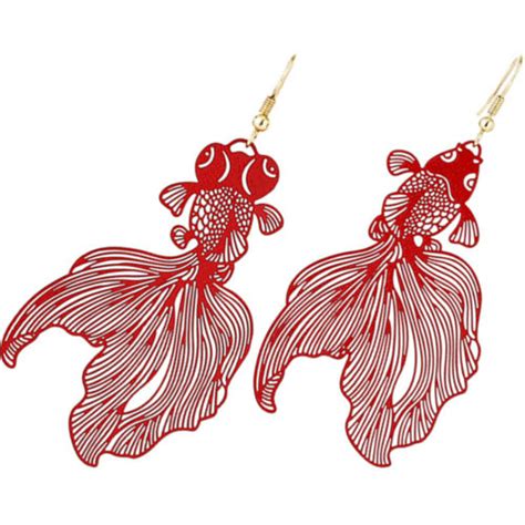 Boucles D Oreilles Pendantes Pour Femmes Poisson Rouge Creuses Ebay