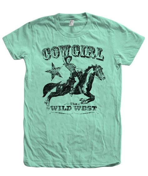 Cowgirl T Shirt Hand Screen Printed American Apparel Crew