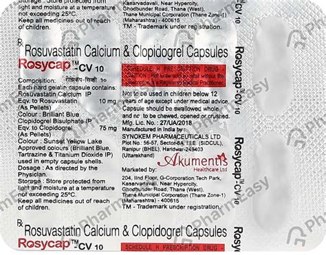 Rosycap Cv 10mg Strip Of 10 Capsules Uses Side Effects Price