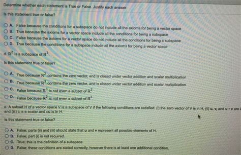 Solved Determine Whether Each Statement Is True Or False Chegg