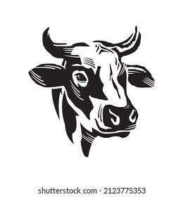 Black Great Milk Cow Head Logo Stock Vector Royalty Free