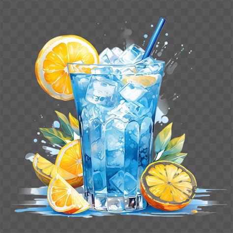 Premium PSD A Glass Of Ice Water With Lemon Slices And Orange Slices